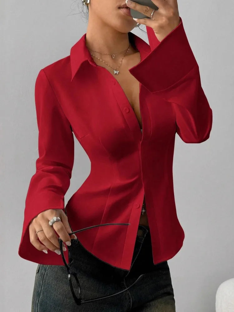 Elegant Long Sleeve Office Blouse