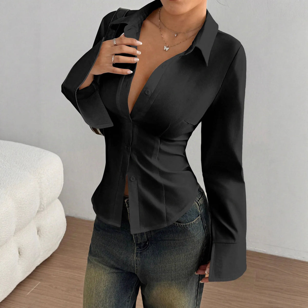 Elegant Long Sleeve Office Blouse