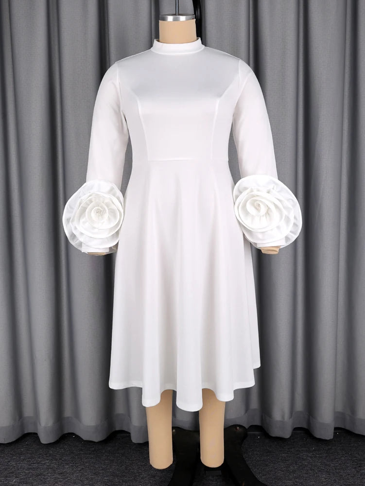 3D Floral A-Line Party Dress