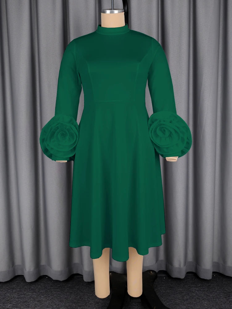 3D Floral A-Line Party Dress