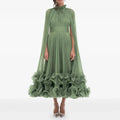Ruched High Neckline Evening Gown
