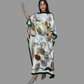 Luxury Printed Silk-Feel Batwing Maxi Kaftan Dress