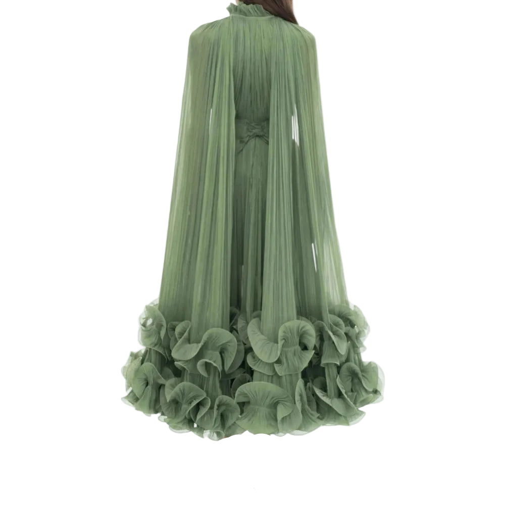 Ruched High Neckline Evening Gown