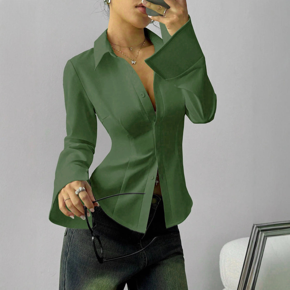 Elegant Long Sleeve Office Blouse