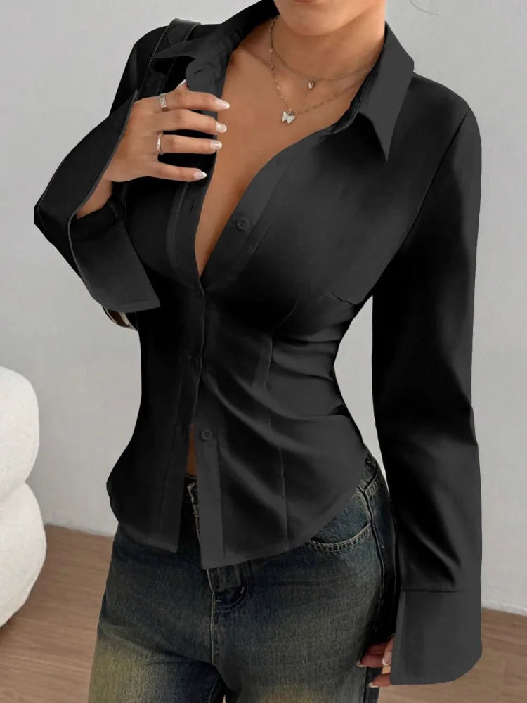 Elegant Long Sleeve Office Blouse