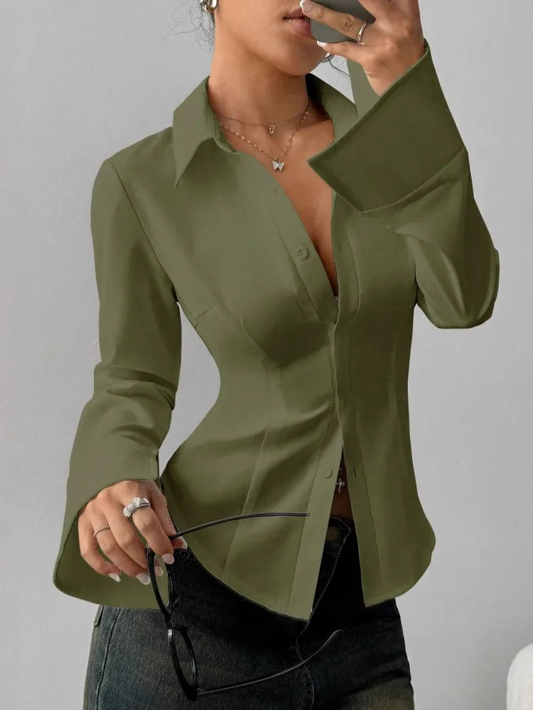 Elegant Long Sleeve Office Blouse
